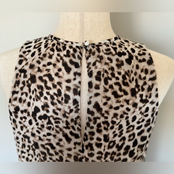 NWT | Calvin Klein | Leopard Print Chiffon Dress | Brown/Cream | Size 4 - Picture 4 of 7